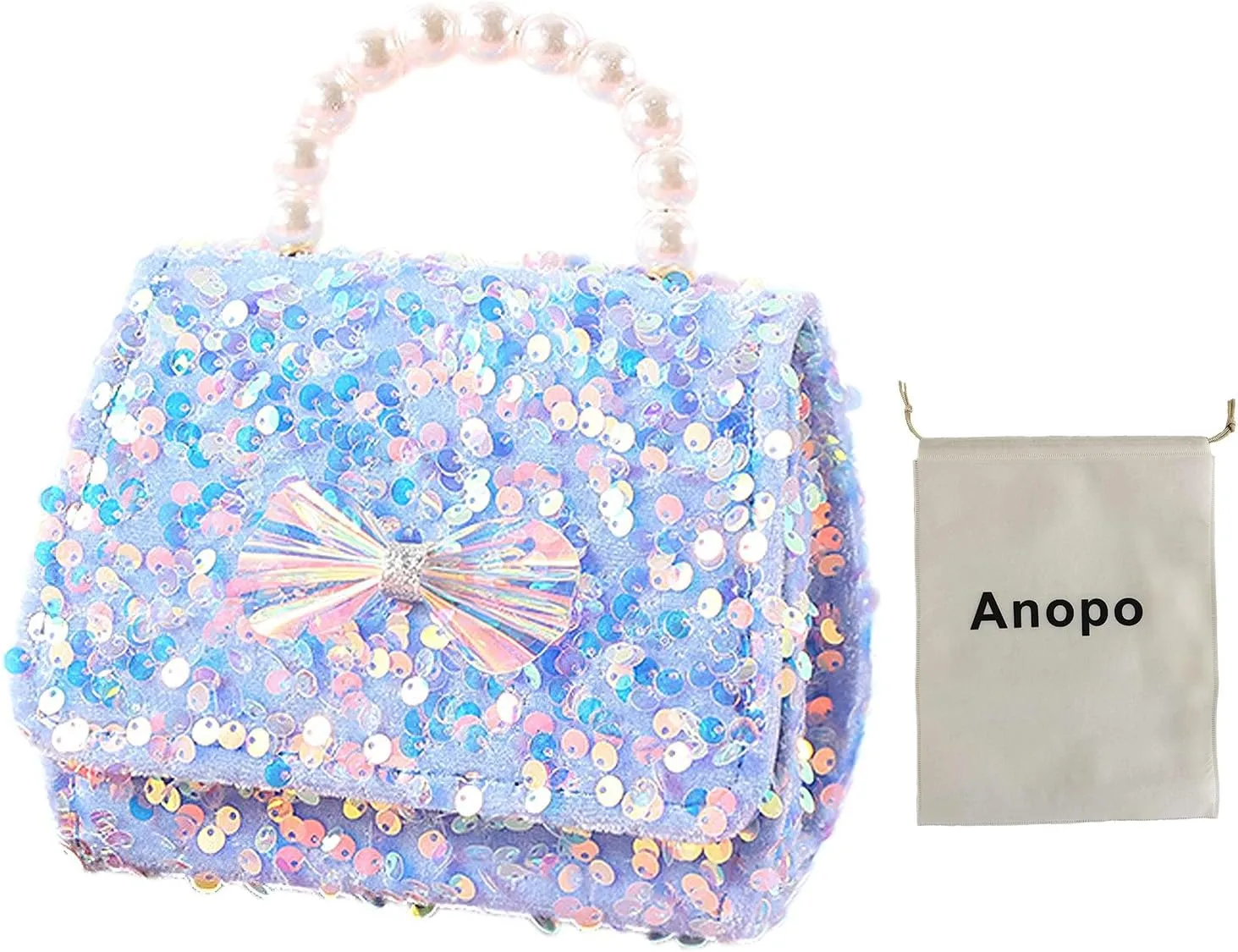 Toddler Purse Sequins Crossbody Bag Pearl Top Handle Glitter Bow Little Girls Wallet Handbag Kids Accessories Gifts