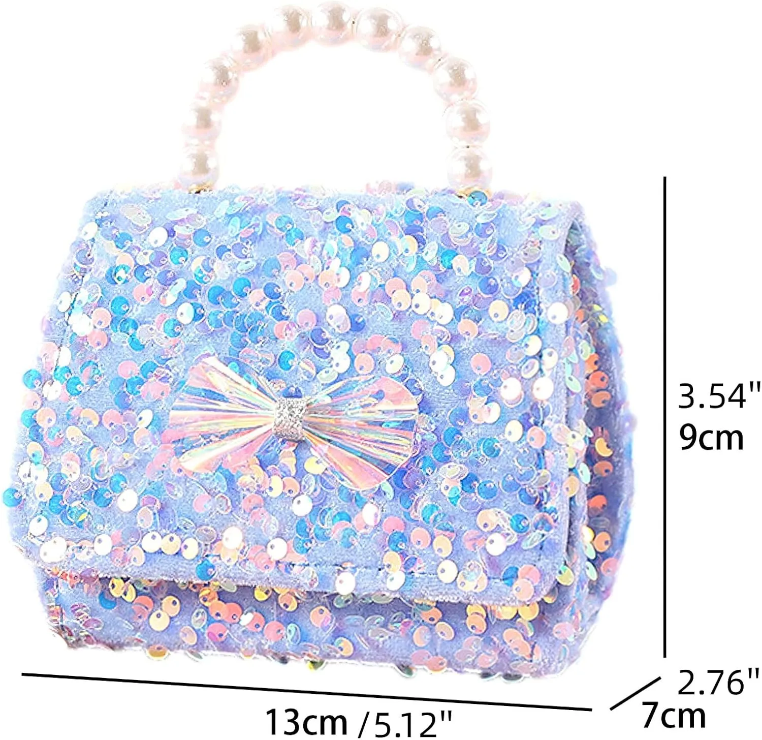 Toddler Purse Sequins Crossbody Bag Pearl Top Handle Glitter Bow Little Girls Wallet Handbag Kids Accessories Gifts
