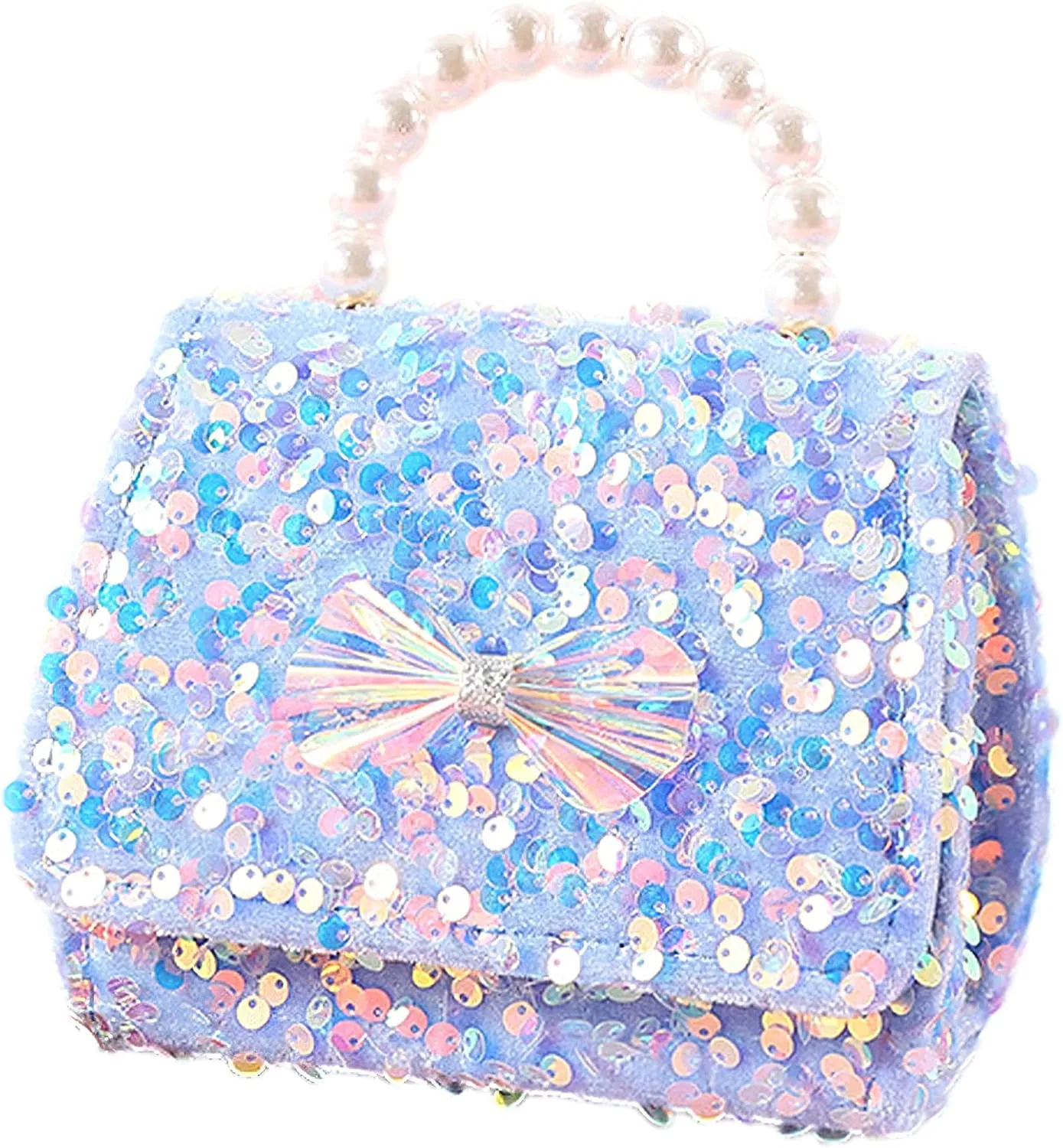 Toddler Purse Sequins Crossbody Bag Pearl Top Handle Glitter Bow Little Girls Wallet Handbag Kids Accessories Gifts