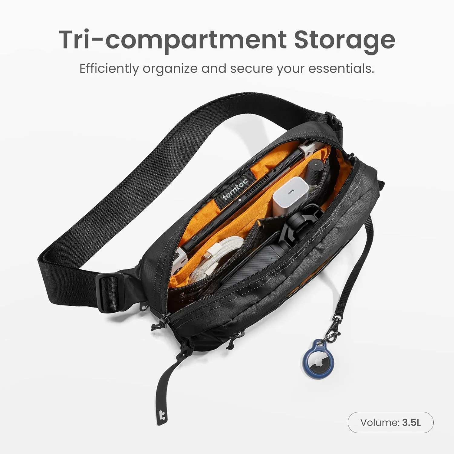 tomtoc 3.5L Sling Bag with RFID Blocking, Crossbody Bag Chest Shoulder Pack for Men and Women, Water-resistant Lightweight Casual Waist Fanny Pack for Travel/Daily Use, for Nintendo Switch 2
