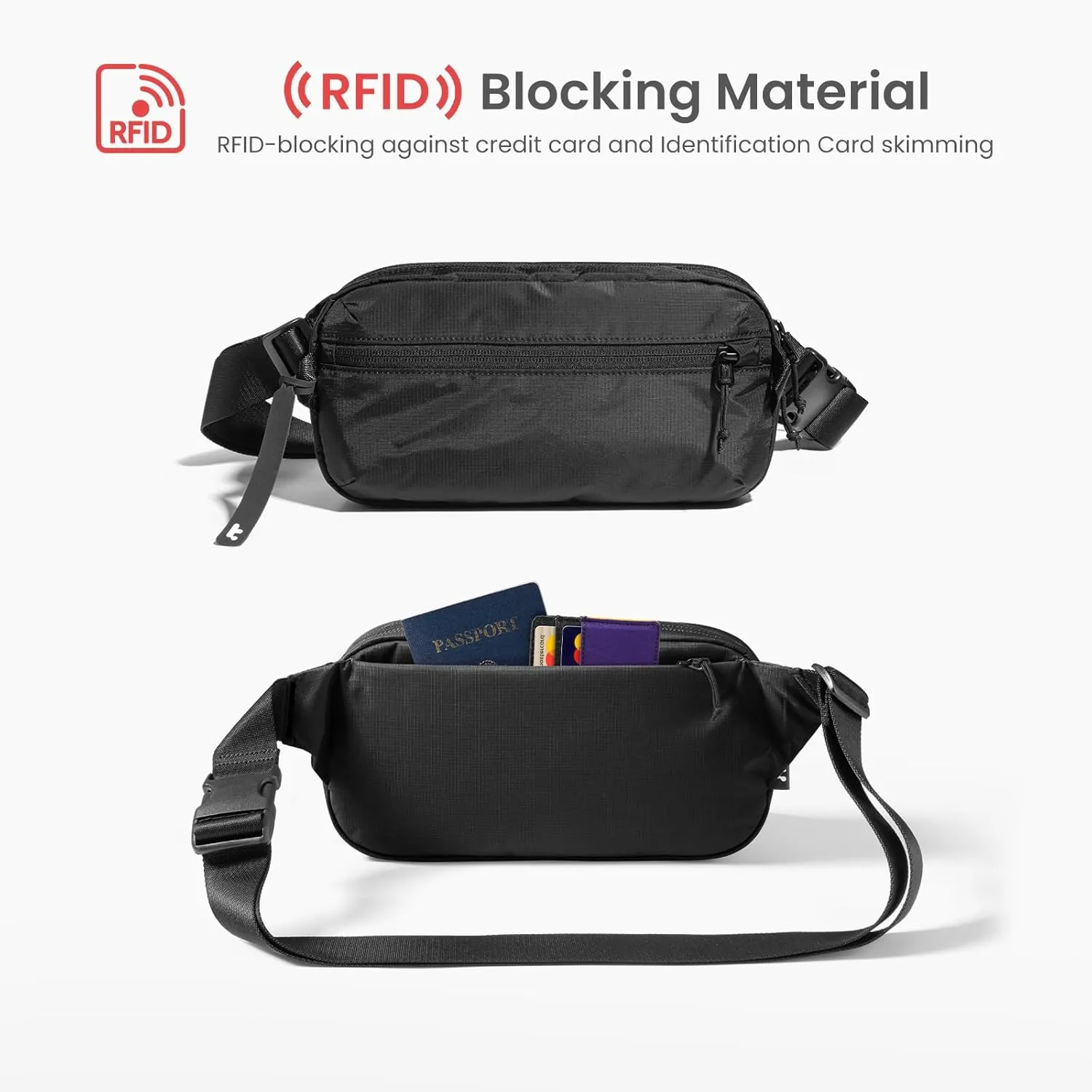 tomtoc 3.5L Sling Bag with RFID Blocking, Crossbody Bag Chest Shoulder Pack for Men and Women, Water-resistant Lightweight Casual Waist Fanny Pack for Travel/Daily Use, for Nintendo Switch 2