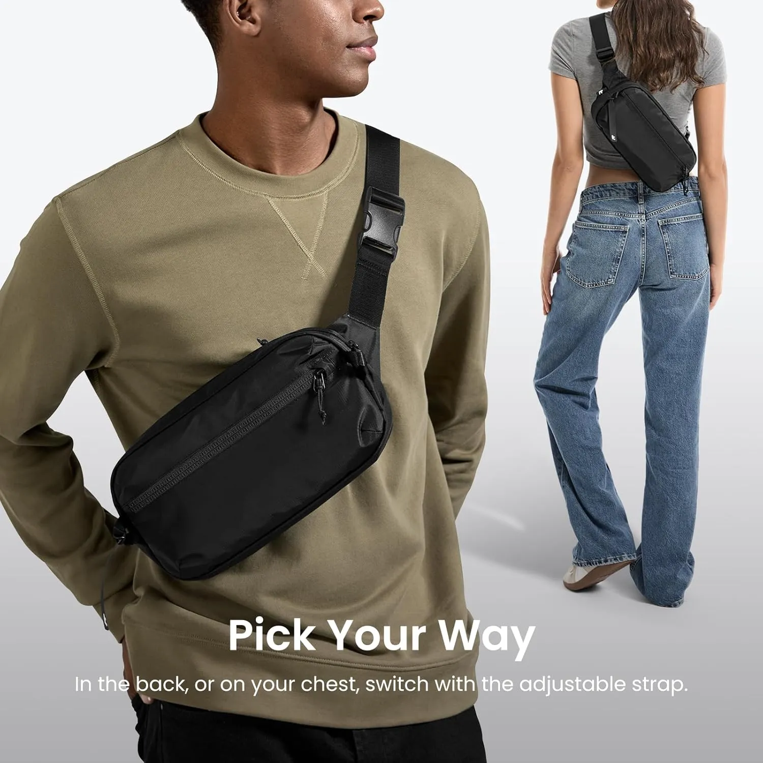 tomtoc 3.5L Sling Bag with RFID Blocking, Crossbody Bag Chest Shoulder Pack for Men and Women, Water-resistant Lightweight Casual Waist Fanny Pack for Travel/Daily Use, for Nintendo Switch 2