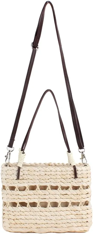 TONWHAR Womens Girls Small Crossbody Straw Woven Bag Vacation Beach Straw Purse for Summer