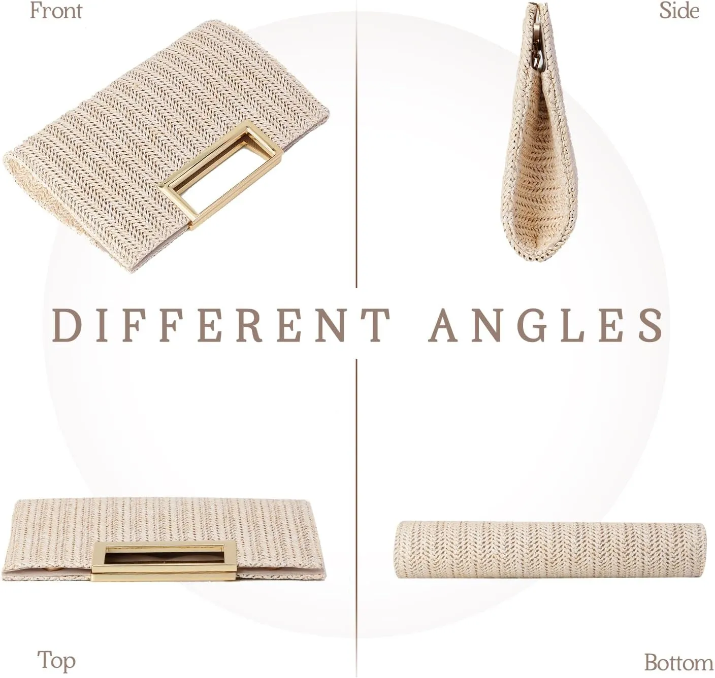 Top Handle Straw Clutch for Women Summer Clutch Straw Evening Bag Raffia Crossbody Purses Woven Beach Clutch