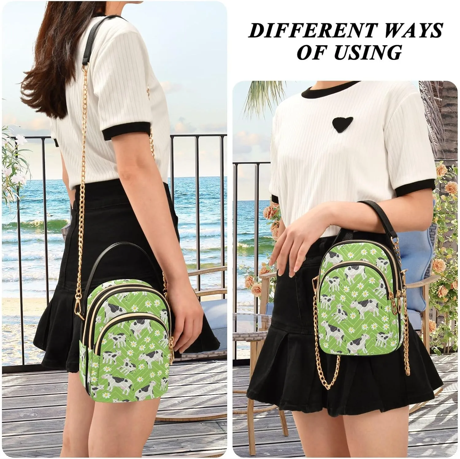 Top View of Beach with Sand Handbags for Women Crossbody Bag Shoulder Handbags