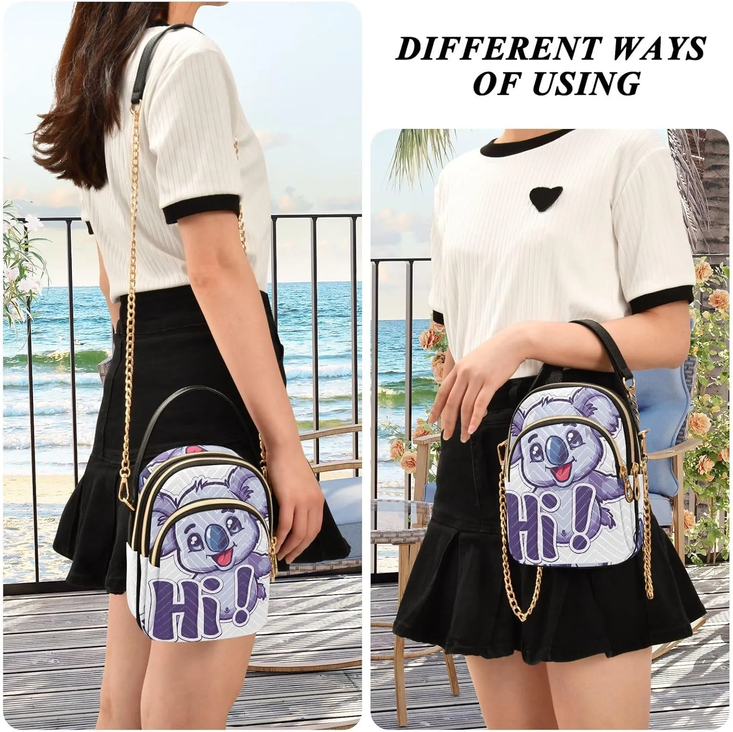 Top View of Beach with Sand Handbags for Women Crossbody Bag Shoulder Handbags