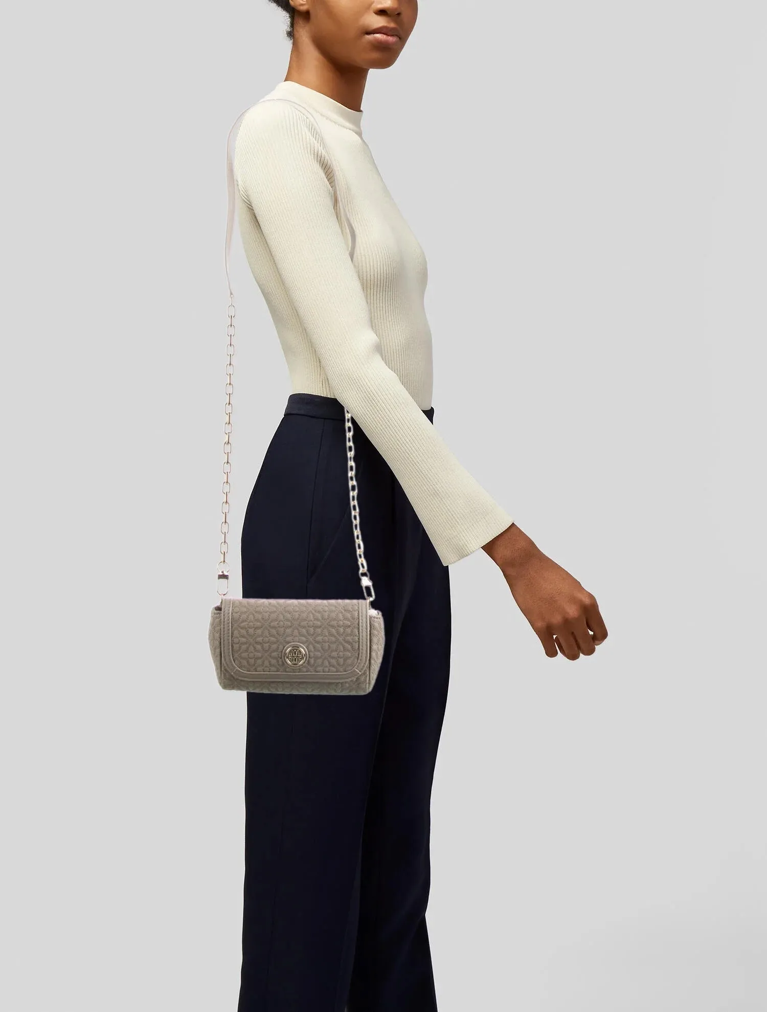 TORY BURCH CHAIN LINK LEATHER SHOULDER