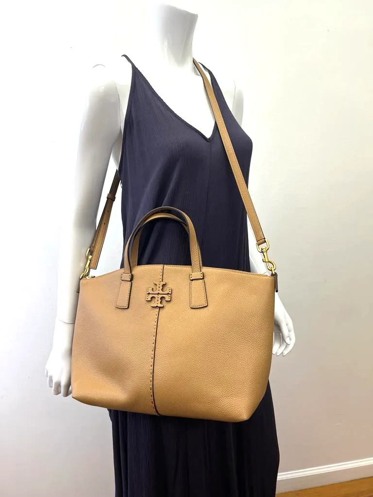 TORY BURCH MCGRAW TOP-ZIP SATCHEL TIRAMISU