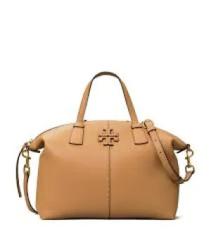 TORY BURCH MCGRAW TOP-ZIP SATCHEL TIRAMISU