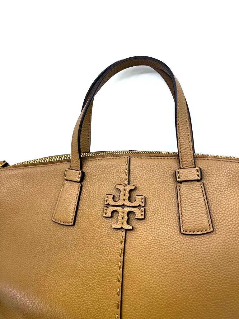 TORY BURCH MCGRAW TOP-ZIP SATCHEL TIRAMISU
