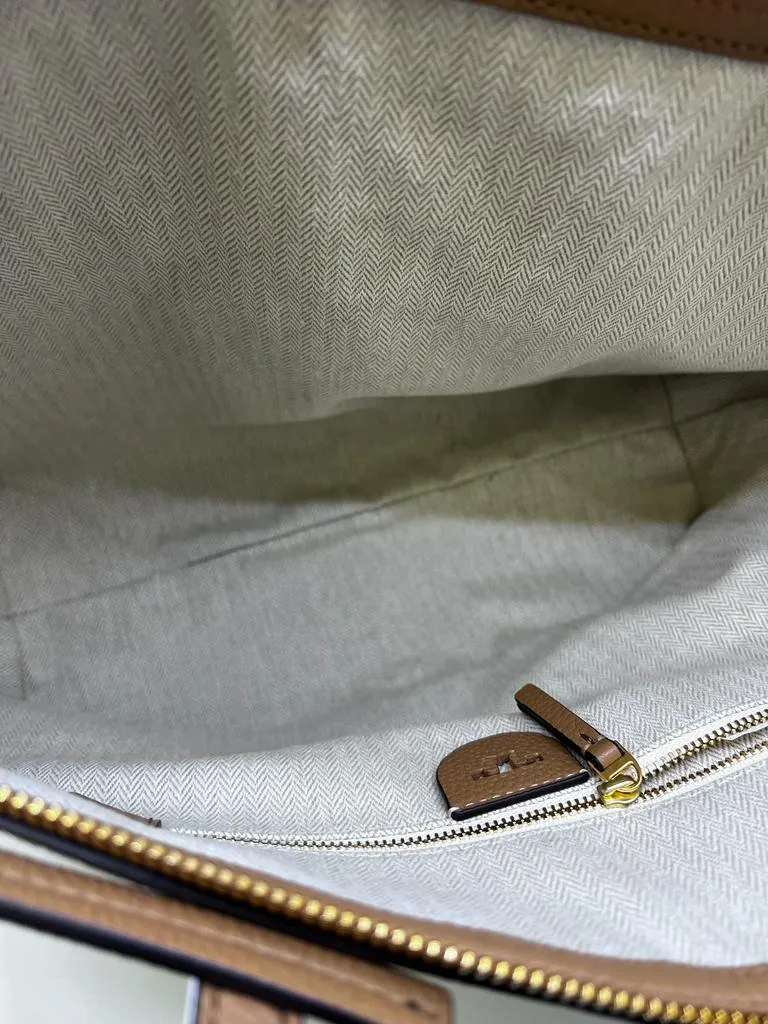 TORY BURCH MCGRAW TOP-ZIP SATCHEL TIRAMISU