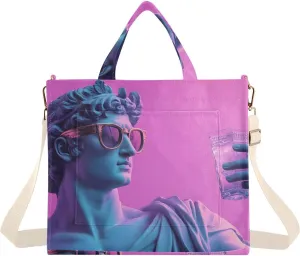 Tote Bag for Women Funny Statue Print, Corduroy Handbags Purses with Detachable Strap Size Small