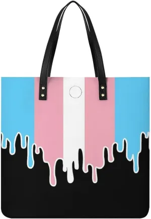 Trans Melting Flag LGBT Novelty Tote Bags for Women Funny Handbags Top Handle Purses Crossbody Shoulder Bag Fashion