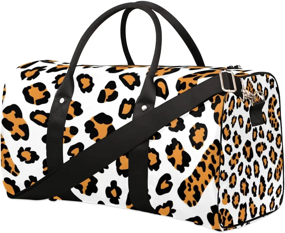 Travel Duffle Bag Animal Leopard Print Gym Bags for Men Women Travel Duffel Bags with Adjustable Shoulder Strap Carry On Weekender Bag