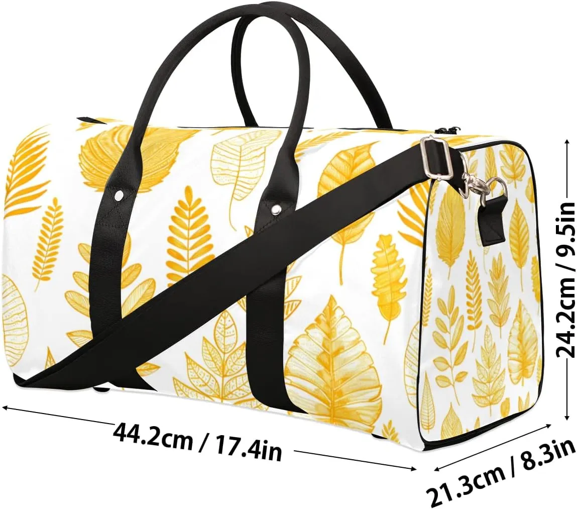 Travel Duffle Bag Beautiful Leaves Print Gym Bags for Men Women Travel Duffel Bags with Adjustable Shoulder Strap Carry On Weekender Bag