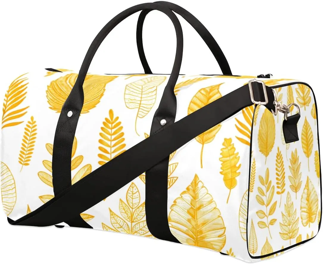 Travel Duffle Bag Beautiful Leaves Print Gym Bags for Men Women Travel Duffel Bags with Adjustable Shoulder Strap Carry On Weekender Bag