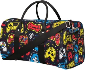 Travel Duffle Bag Cartoon Game Controllers Gym Bags for Men Women Travel Duffel Bags with Adjustable Shoulder Strap Carry On Weekender Bag