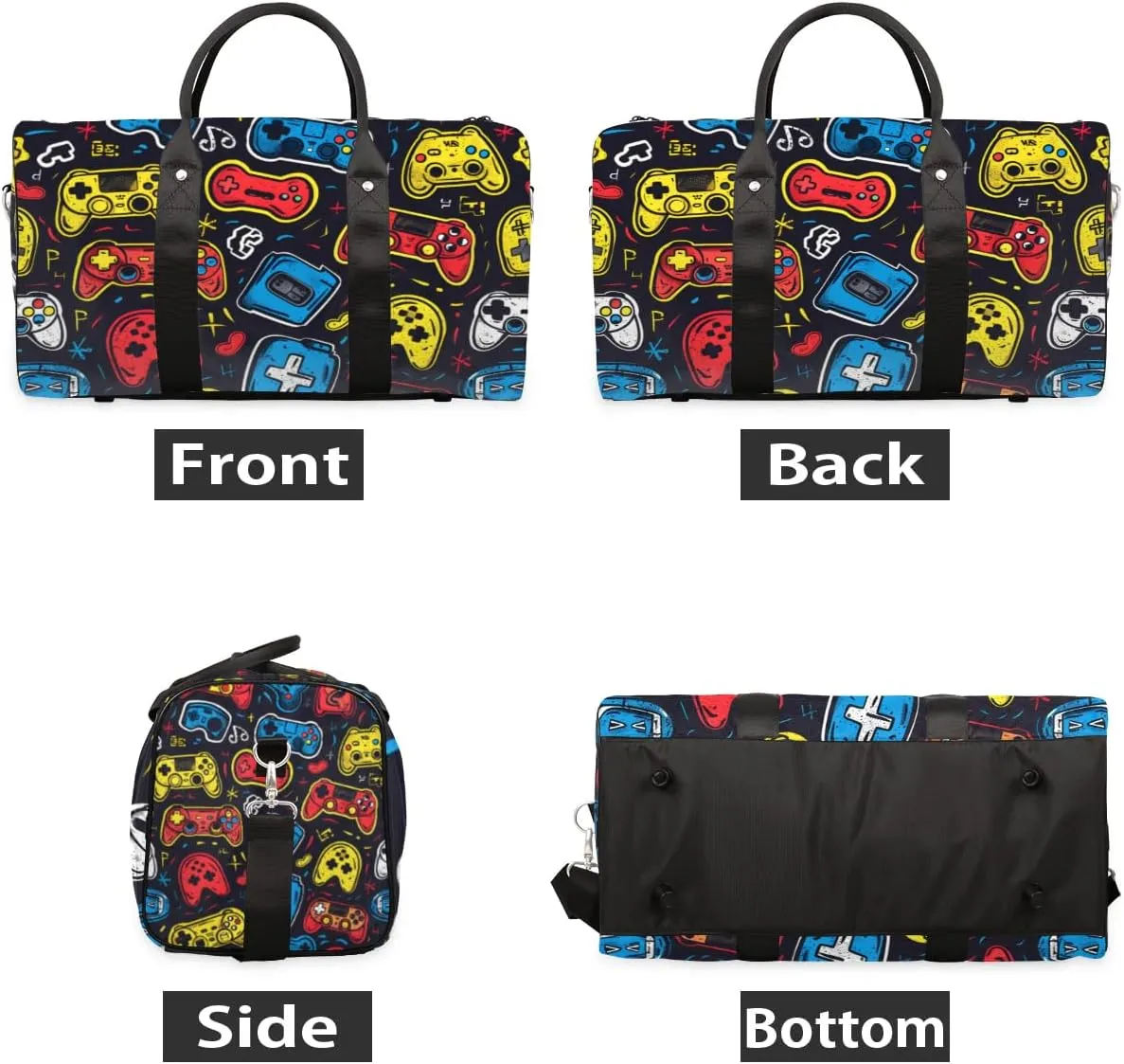 Travel Duffle Bag Cartoon Game Controllers Gym Bags for Men Women Travel Duffel Bags with Adjustable Shoulder Strap Carry On Weekender Bag