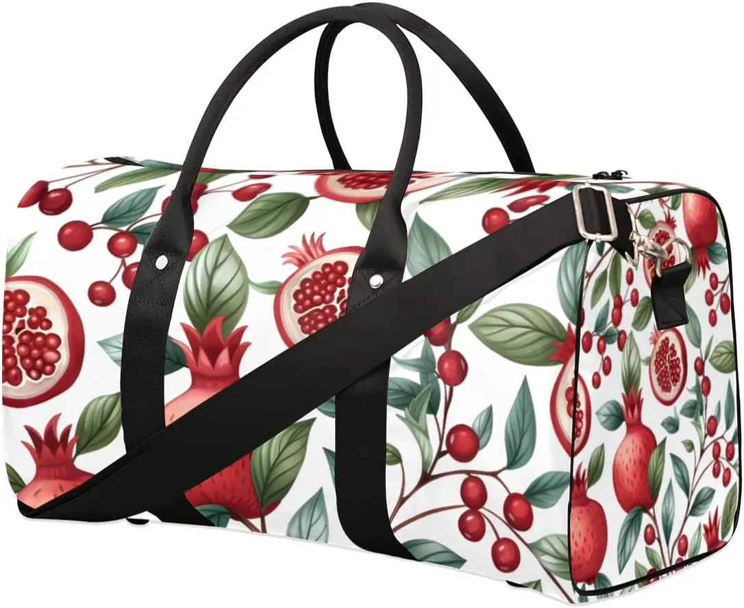 Travel Duffle Bag Fruit Pomegranates Gym Bags for Men Women Travel Duffel Bags with Adjustable Shoulder Strap Carry On Weekender Bag