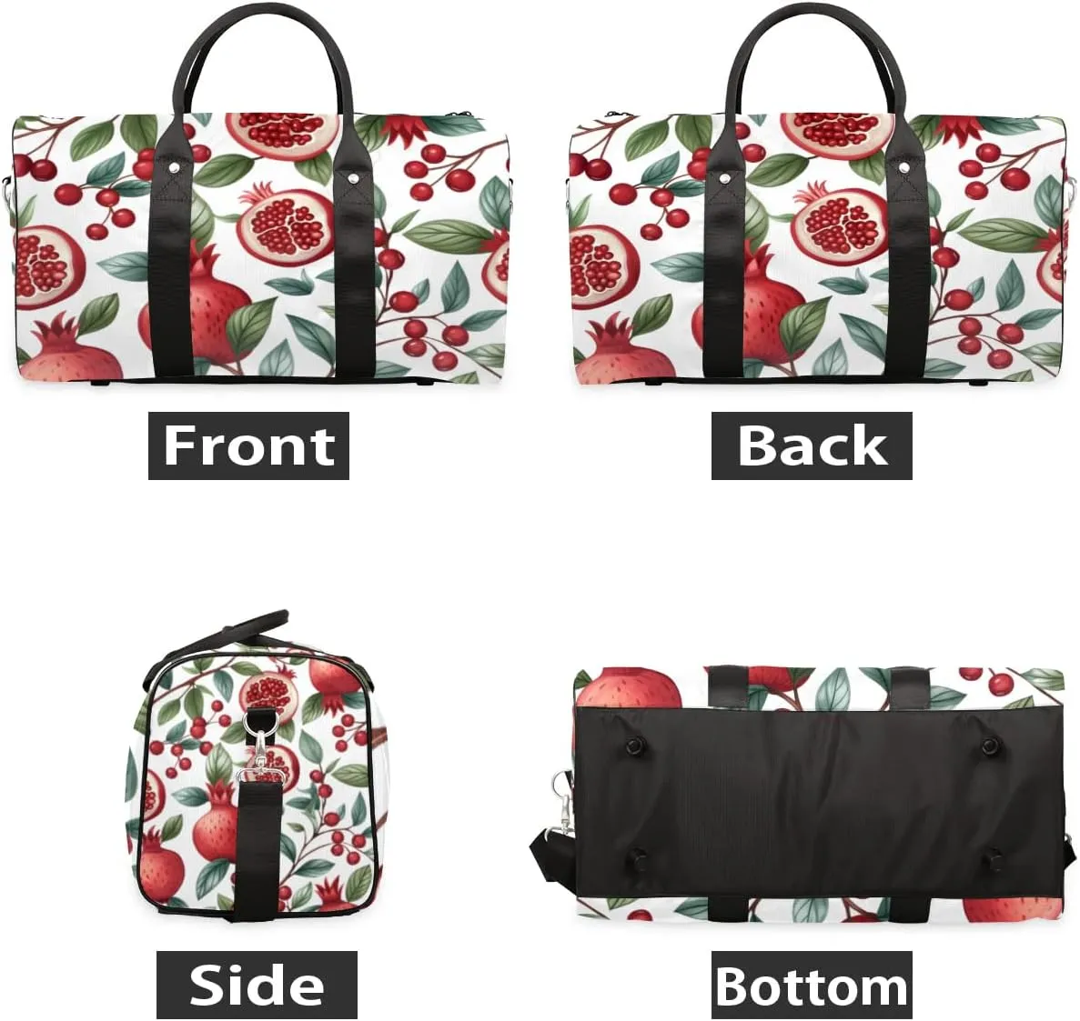 Travel Duffle Bag Fruit Pomegranates Gym Bags for Men Women Travel Duffel Bags with Adjustable Shoulder Strap Carry On Weekender Bag