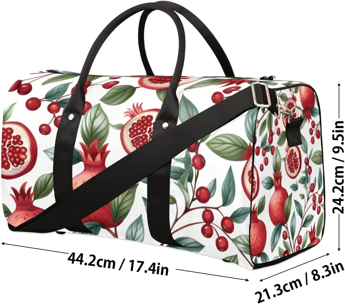 Travel Duffle Bag Fruit Pomegranates Gym Bags for Men Women Travel Duffel Bags with Adjustable Shoulder Strap Carry On Weekender Bag