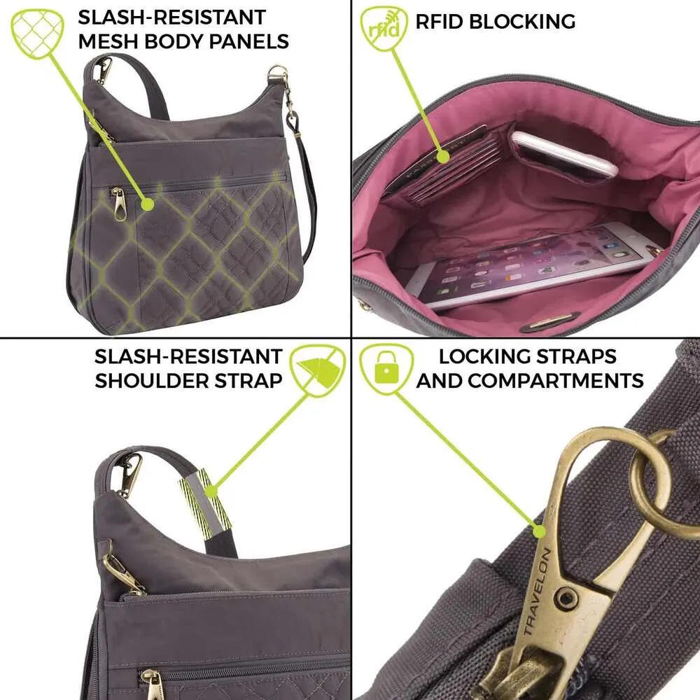 Travelon Travelon Anti-theft Signature Quilted Expansion Crossbody, Smoke (gray) - 43325-531