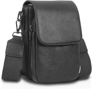 Trendy Small Crossbody Bag for Women Leather Cell Phone Purse with Triple Compartments & Card Slots, Lightweight Shoulder Bag