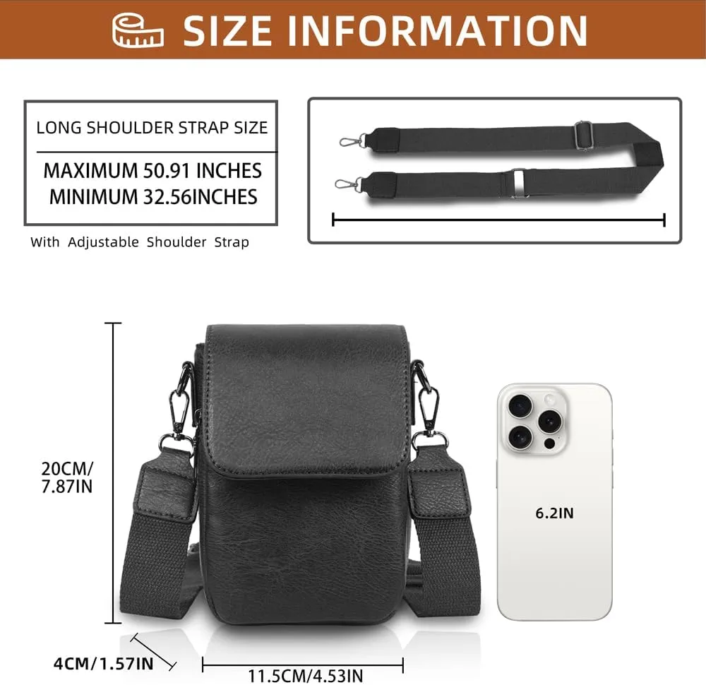Trendy Small Crossbody Bag for Women Leather Cell Phone Purse with Triple Compartments & Card Slots, Lightweight Shoulder Bag