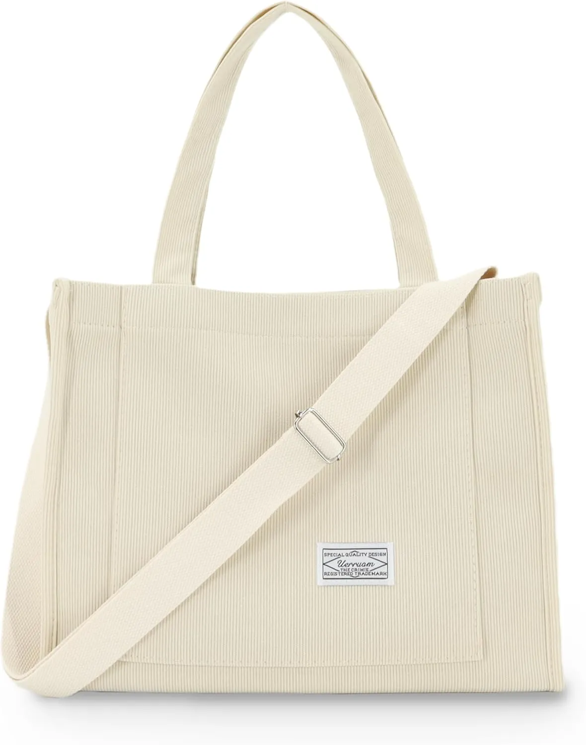 UERRUAM Corduroy Tote Bag for Women Work Crossbody Purse for Everyday,College,Travel,Lightweight Handbag Adjustable Strap