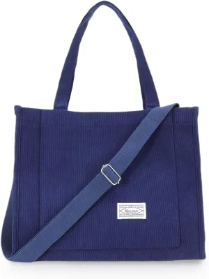 UERRUAM Corduroy Tote Bag for Women Work Crossbody Purse for Everyday,College,Travel,Lightweight Handbag Adjustable Strap