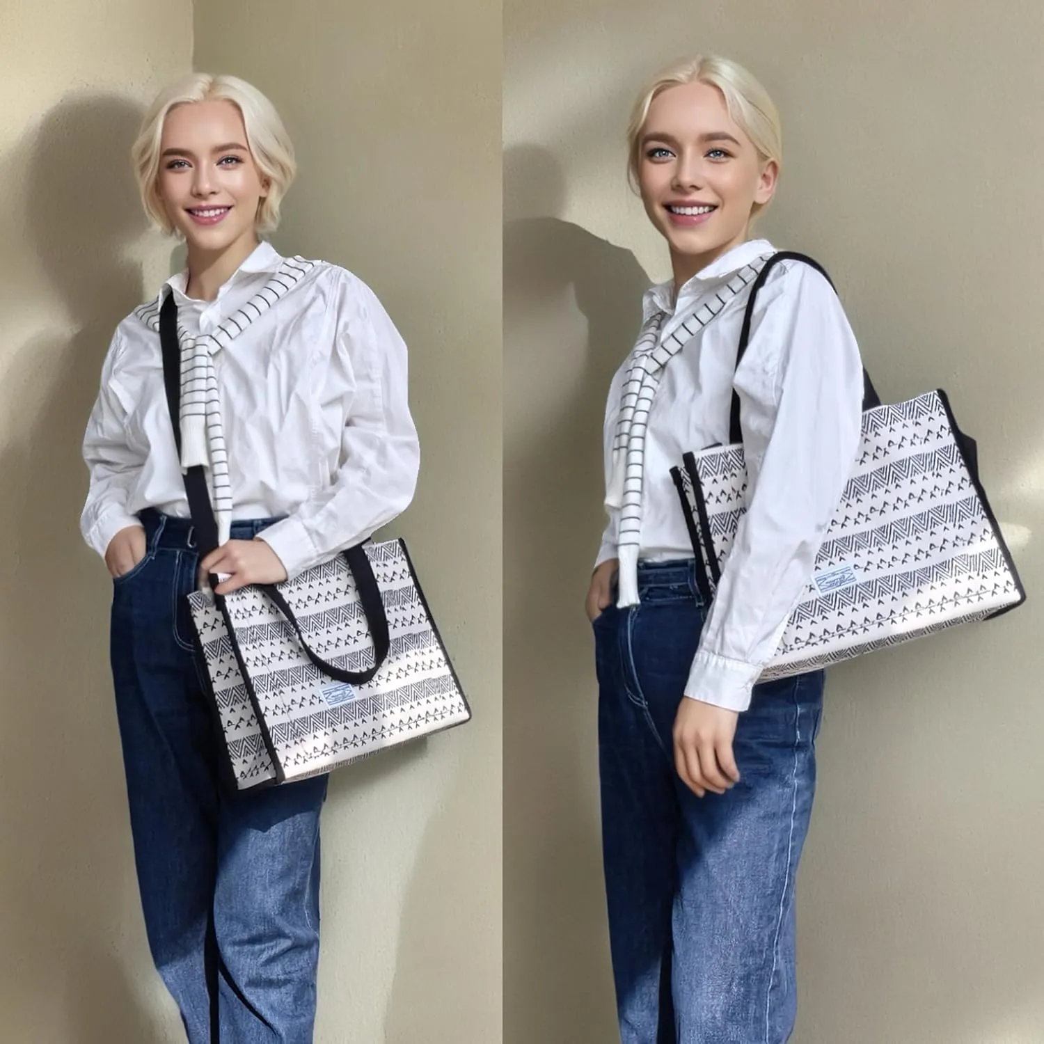UERRUAM Corduroy Tote Bag for Women Work Crossbody Purse for Everyday,College,Travel,Lightweight Handbag Adjustable Strap