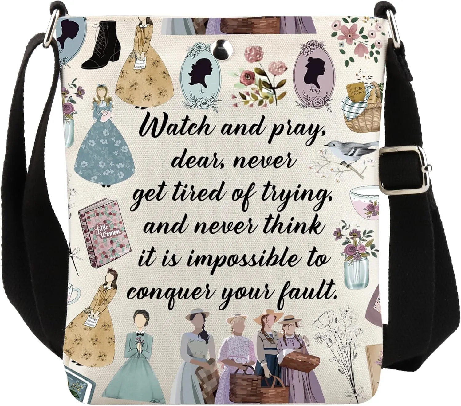 UJIMS Little Inspired Women Book Merch Women Bookish Crossbody Bag for Book Lovers Bookworm Literature Gift