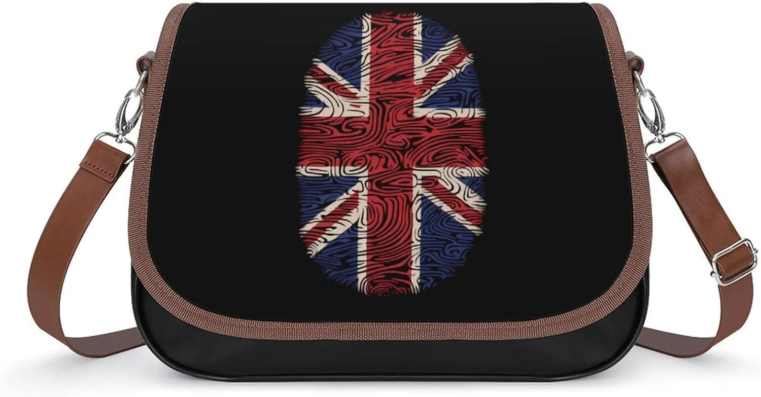UK Flag Thumb Print Britain Women's PU Leather Purses Crossbody Shoulder Bag Messenger Bag