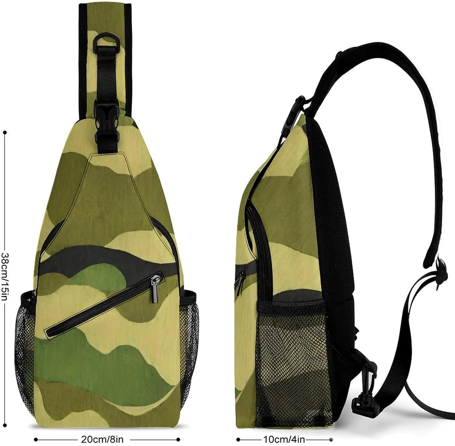Ultra Lightweight Sling Shoulder Backpack Shoulder Chest Crossbody Bag Multipurpose Anti-Theft Daypack for Hiking Cycling Camping Travel, Army Camouflage 3D Print Bookbag