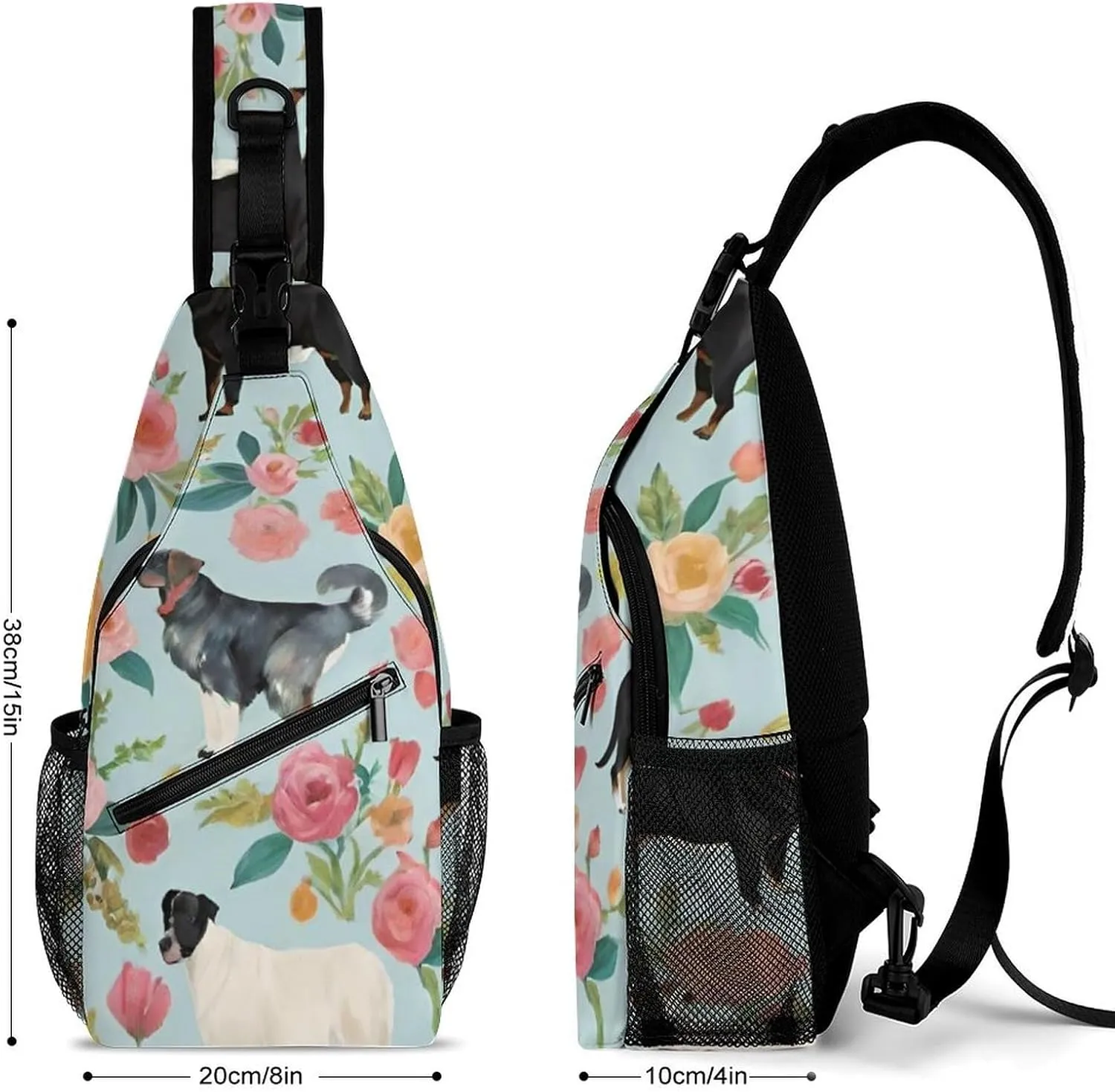 Ultra Lightweight Sling Shoulder Backpack Shoulder Crossbody Bag Chest Pack Multipurpose Anti-Theft Daypack for Outdoors Camping Hiking Trekking, Farm Animals Dog Bird Chick Art