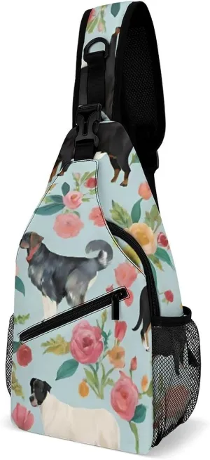 Ultra Lightweight Sling Shoulder Backpack Shoulder Crossbody Bag Chest Pack Multipurpose Anti-Theft Daypack for Outdoors Camping Hiking Trekking, Farm Animals Dog Bird Chick Art