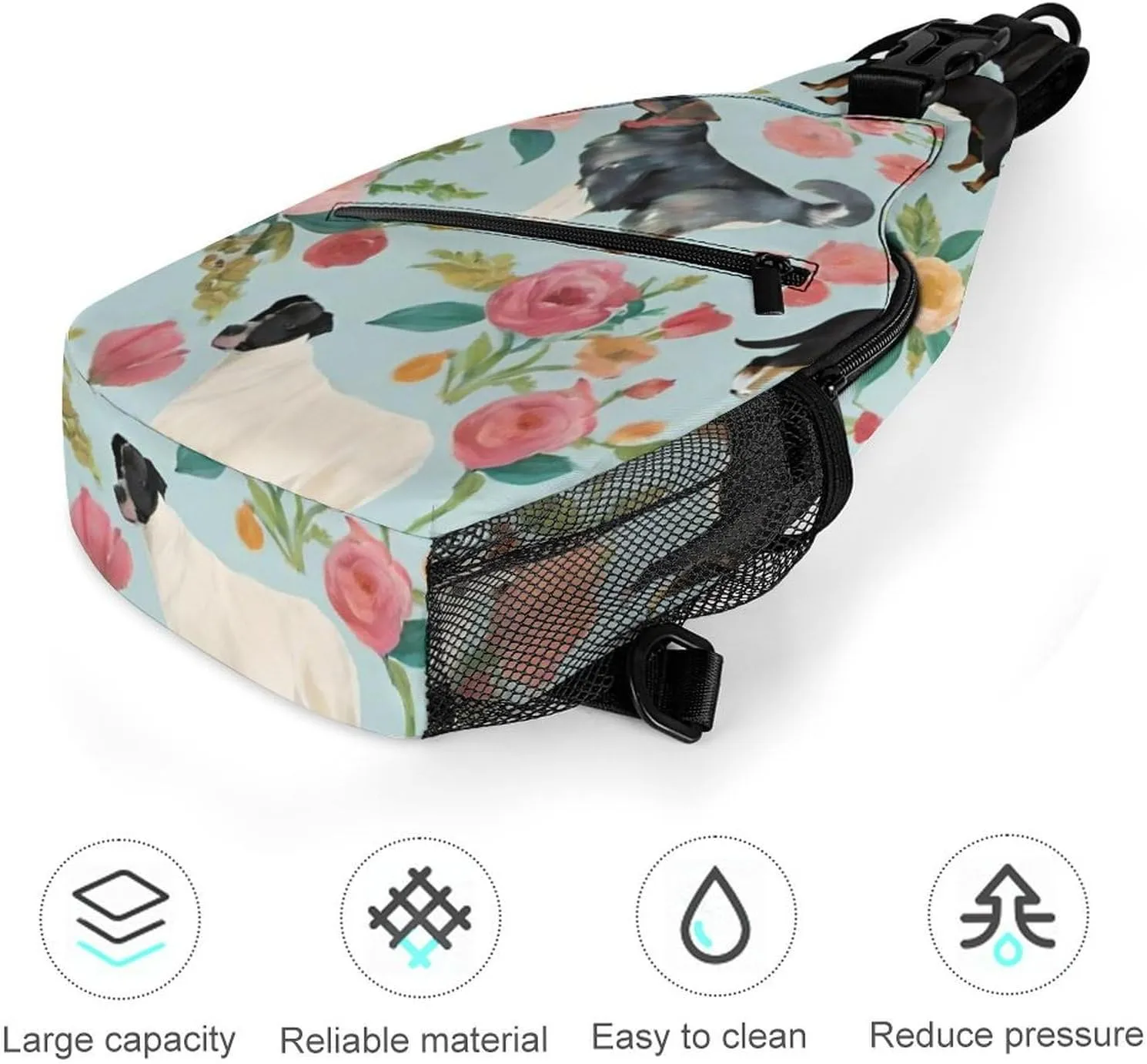 Ultra Lightweight Sling Shoulder Backpack Shoulder Crossbody Bag Chest Pack Multipurpose Anti-Theft Daypack for Outdoors Camping Hiking Trekking, Farm Animals Dog Bird Chick Art