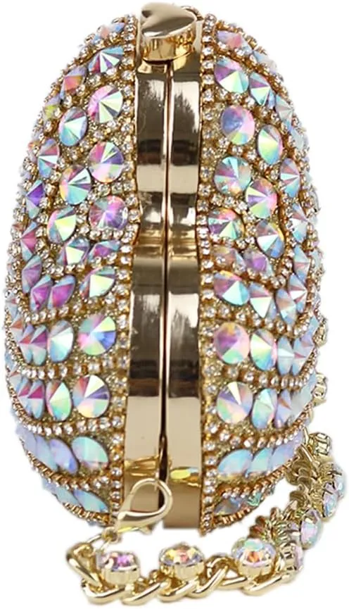UMREN Cute Heart Shaped Clutch Sparkly Rhinestone Evening Bag Mini Love Heat Crystal Handbag Chain Shoulder Bag Wedding Purse