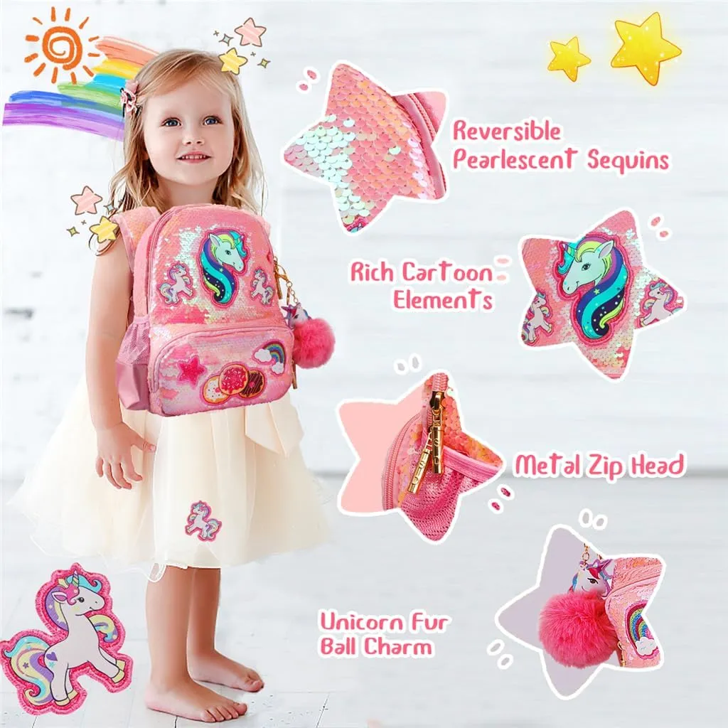 Unicorn Sequins Backpack for Girls,Toddler Kids Schoolbag,Bookbag for Kindergarten Elementary,Gift for Birthday Xmas.