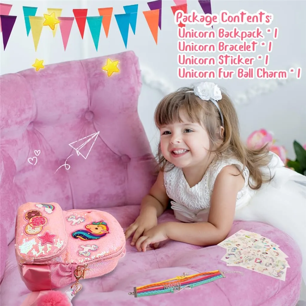 Unicorn Sequins Backpack for Girls,Toddler Kids Schoolbag,Bookbag for Kindergarten Elementary,Gift for Birthday Xmas.
