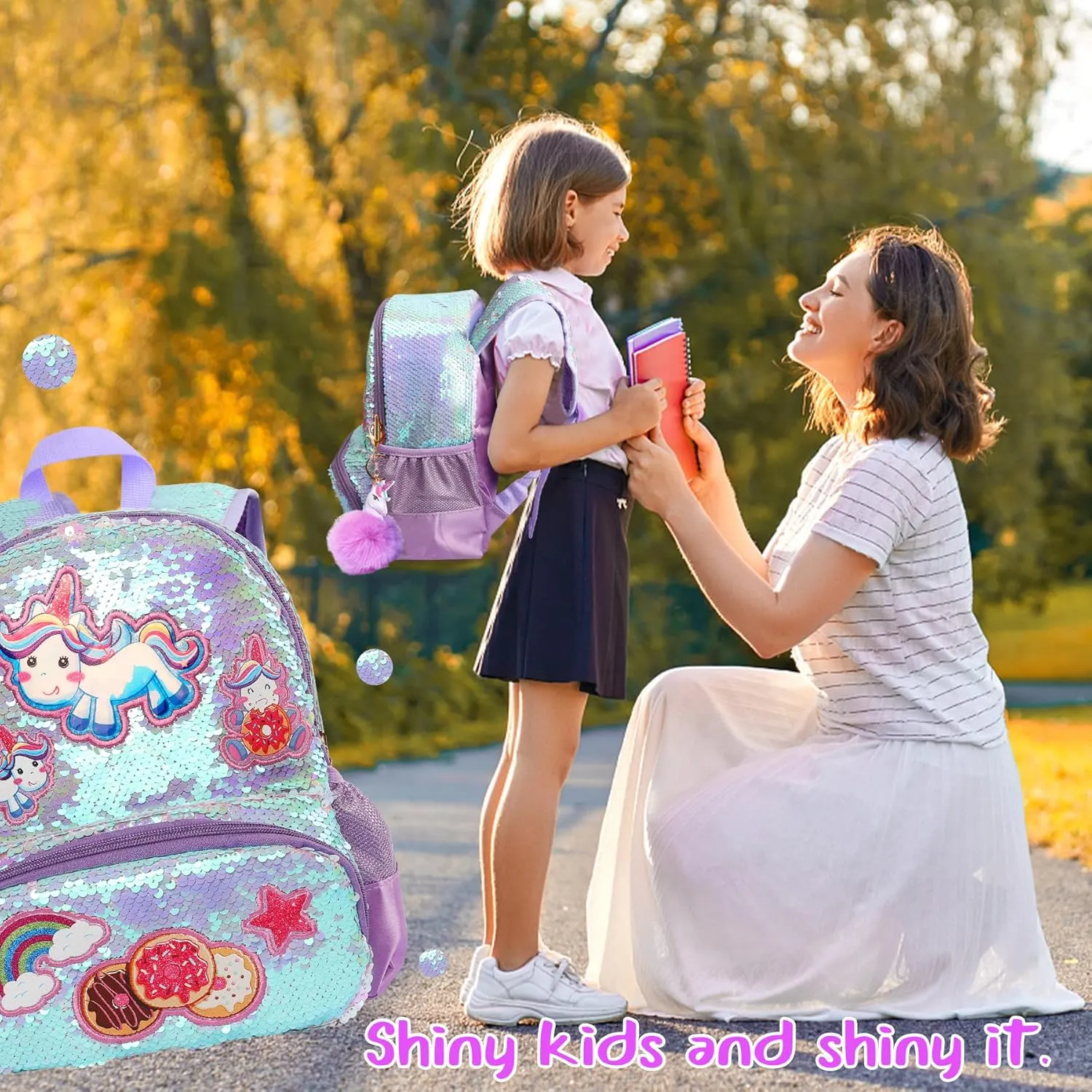 Unicorn Sequins Backpack for Girls,Toddler Kids Schoolbag,Bookbag for Kindergarten Elementary,Gift for Birthday Xmas.