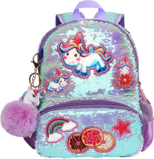 Unicorn Sequins Backpack for Girls,Toddler Kids Schoolbag,Bookbag for Kindergarten Elementary,Gift for Birthday Xmas.