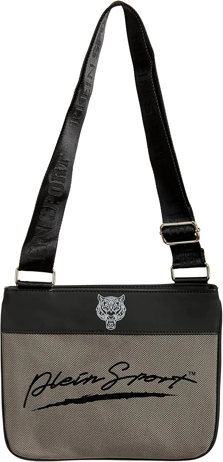 Unisex Gray Logo Print Crossbody Bag