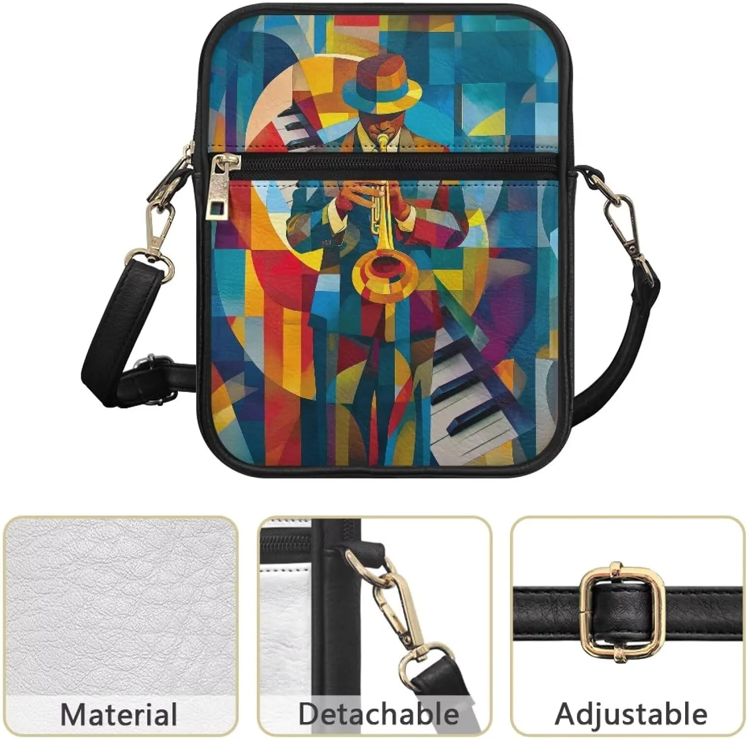 Unisex Leather Purse, Handbag Portable Crossbody Bag with Inside Card Slots Fashion Prints for Easter & Daily Uses
