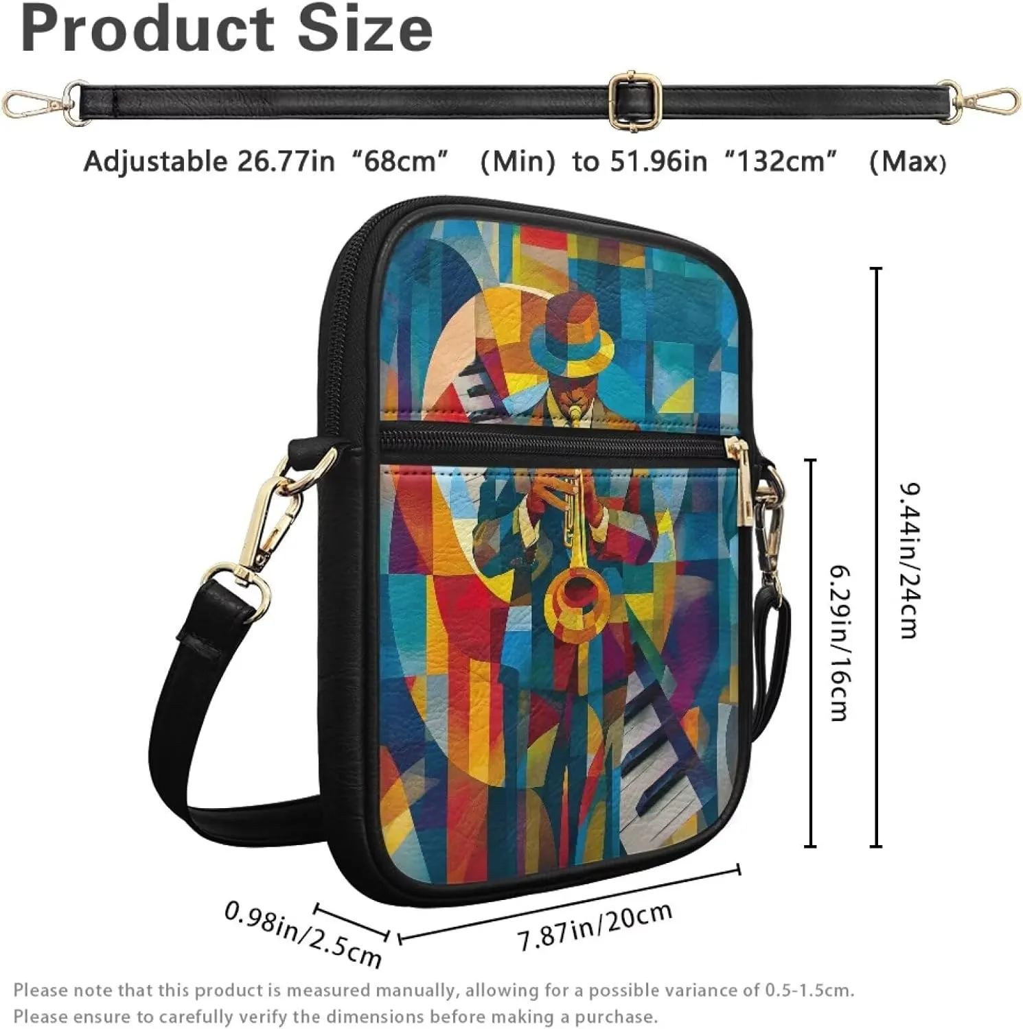 Unisex Leather Purse, Handbag Portable Crossbody Bag with Inside Card Slots Fashion Prints for Easter & Daily Uses