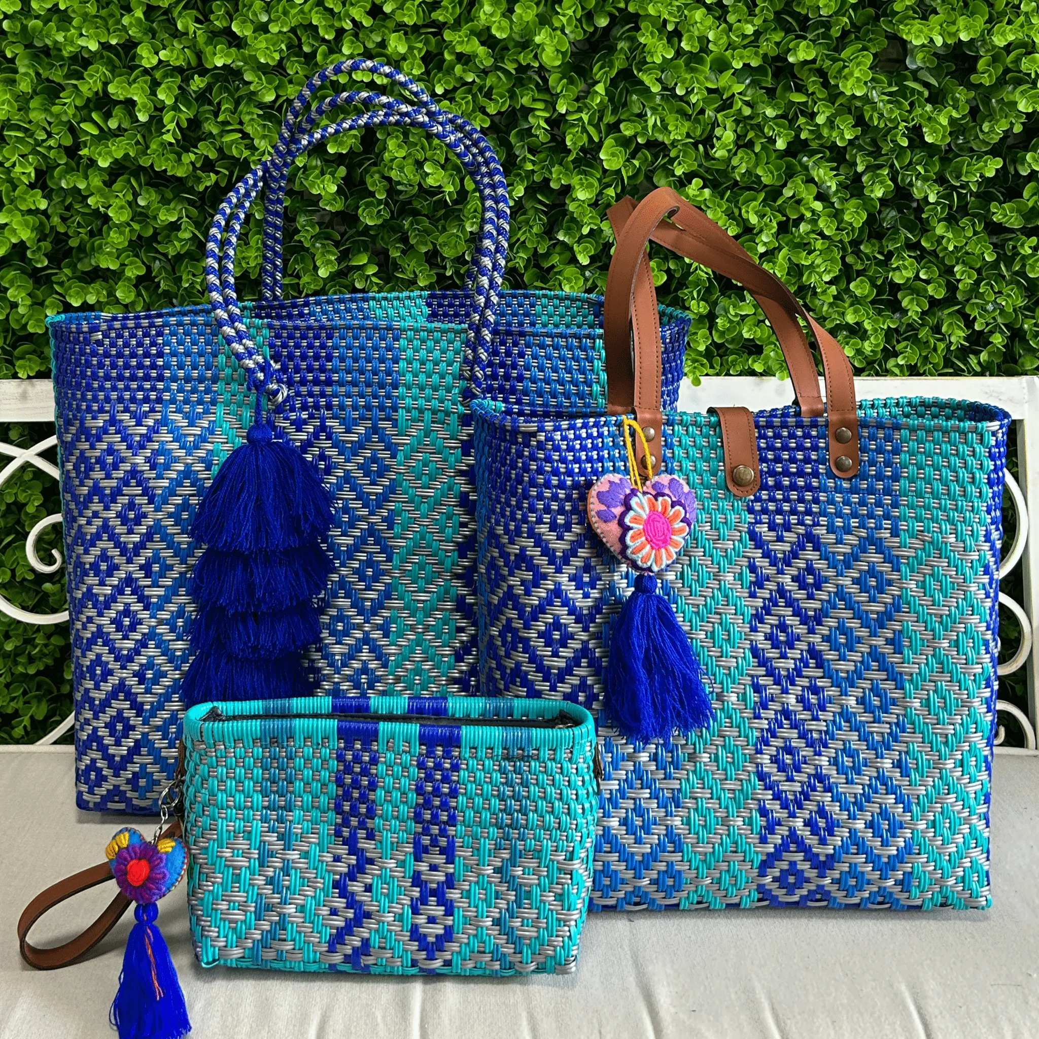 Upcycled Handwoven MD Tejana Tote - Blue Jay