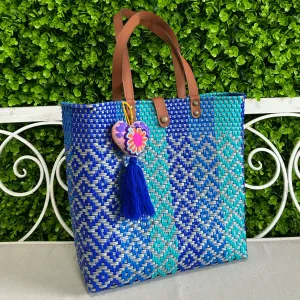 Upcycled Handwoven MD Tejana Tote - Blue Jay