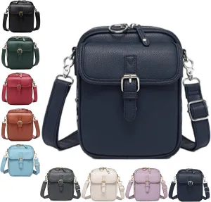 Urvashi Crossbody Leather Bag, Tojoyride Vintage Crossbody Bag for Women Men, Leather Shoulder Purse with 10 Card Slots