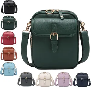 Urvashi Crossbody Leather Bag, Tojoyride Vintage Crossbody Bag for Women Men, Leather Shoulder Purse with 10 Card Slots