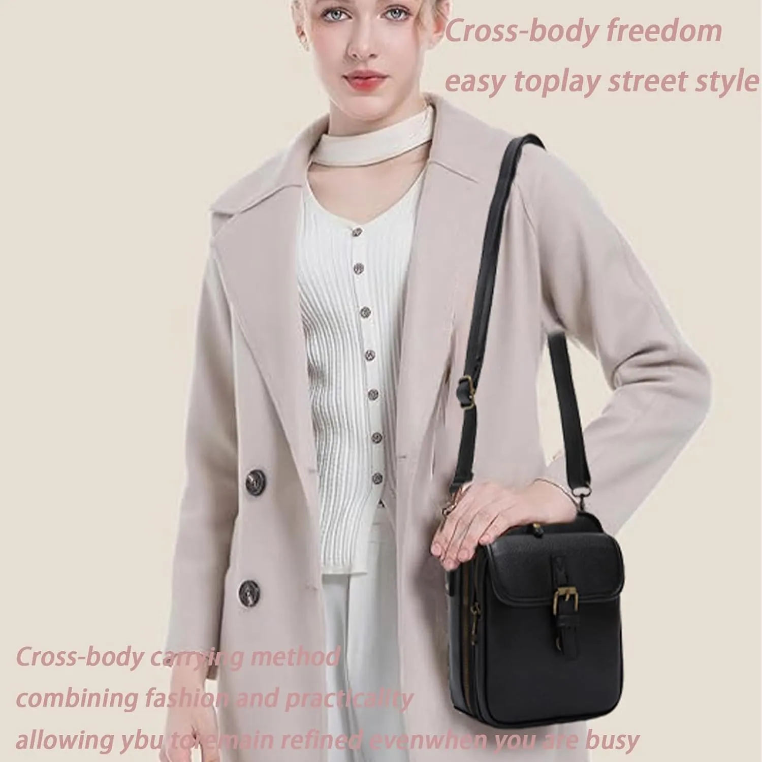 Urvashi Crossbody Leather Bag,Urvashi Crossbody Bag,Anti Theft Shoulder Bags,Large Capacity with 10 Card Slots